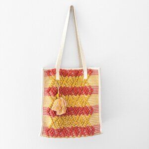 Universal Thread Handloom Tote Handbag Sunflower Yellow Pink Cream Boho Macrame